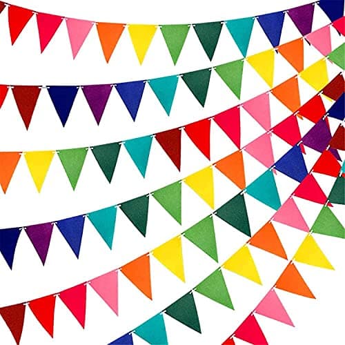 Festiko Multicolor Pennant Banner Triangle Flag Bunting For Party Hanging Decoration Holi Decoration - 10 Cm