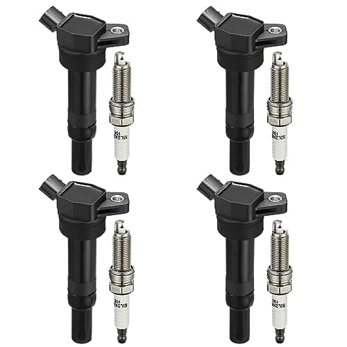 BDFHYK Ignition Coils UF651 and Iridium Spark Plug 9686 Compatible with Hyundai Elantra Coupe GT Tucson Kia Forte Soul l4 1.8L 2.0L Replaces 5C1861 C1804 50146 GN10633 5147 9417 9723 XP5702 Set of 4