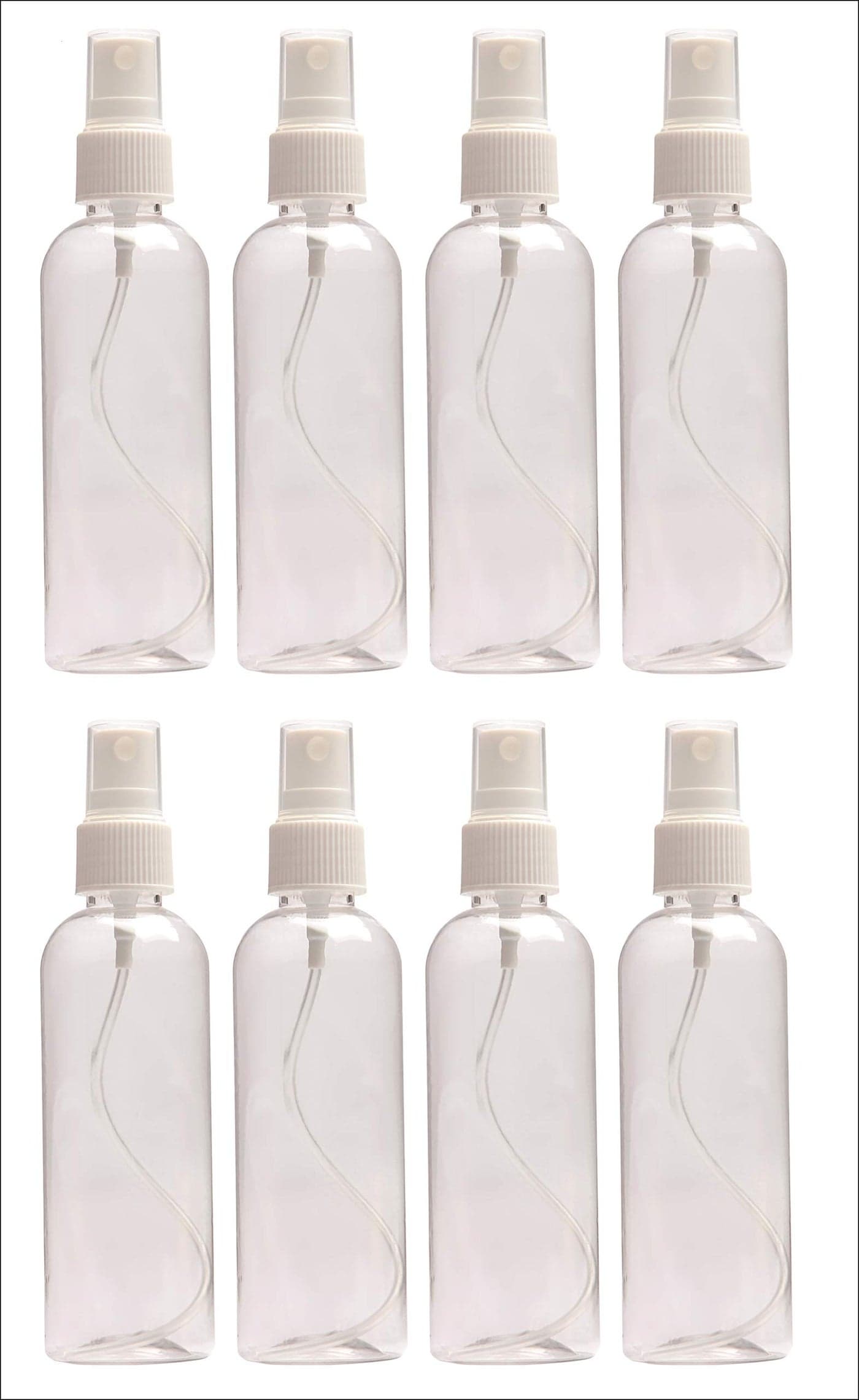ASIAN AURA Plastic Transparent Multipurpose Spray Bottles For Home/Travel/Beauty/Makeup/Sanitizer-100ml,Transparent (pack of 8) | Empty, Refillable, Reusable, Fine Mist, Perfume, Travel Spray Bottle