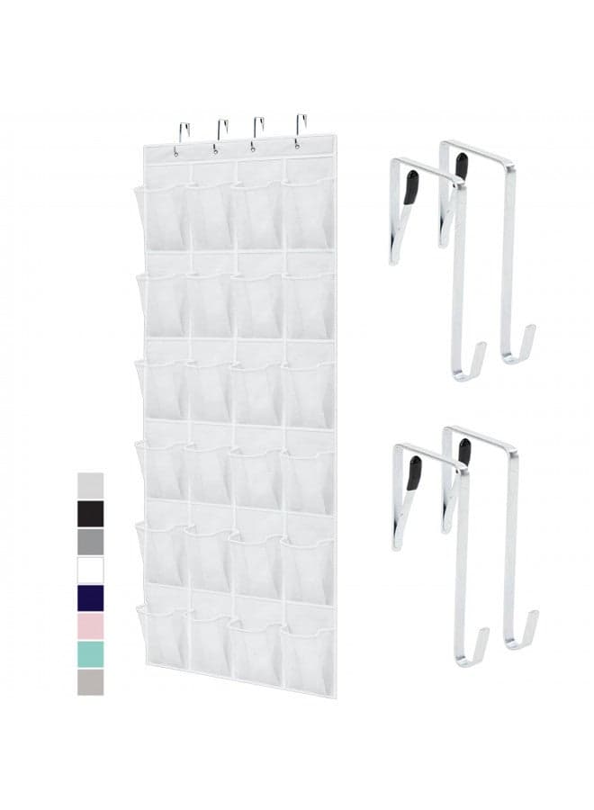Gorilla Grip Slip Resistant Breathable Space Saving Mesh Large 24 Pocket Shoe Organizer, Up to 40 Pounds, Over the Door, Sturdy Closet Storage Rack Hangs on Closets for Shoes, Sneakers, White