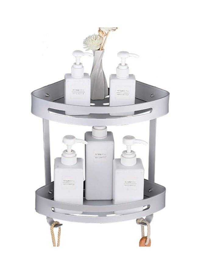Double Layer Bathroom Storage Tripod Silver 25x22x5cm