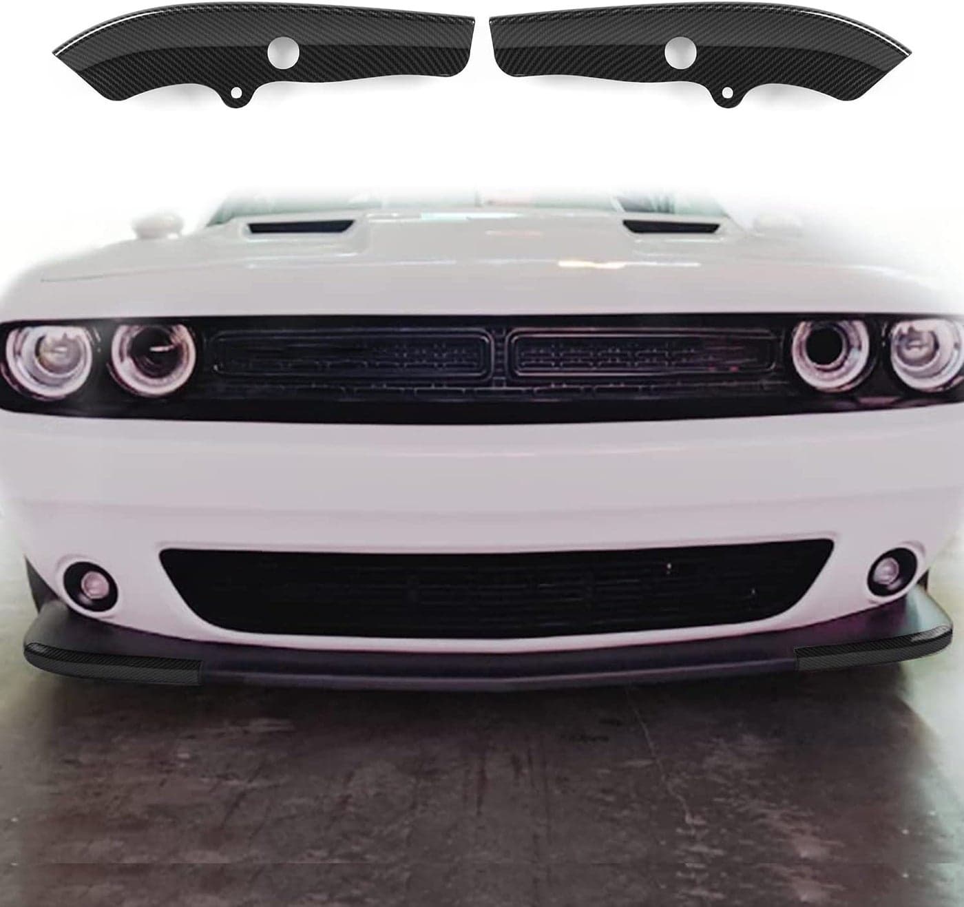 CheroCar Front Bumper Lip Splitter Protector for Dodge Challenger (2015-2025) - Carbon Fiber