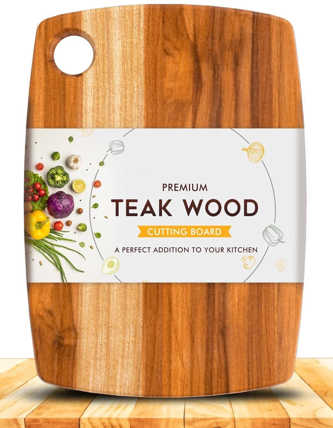 HELIMIX Teak Wood Chopping Cutting Board for Kitchen Fruits Cheese Meat Kitchen Vegetables Chopper Boards 13 x 9 inch S