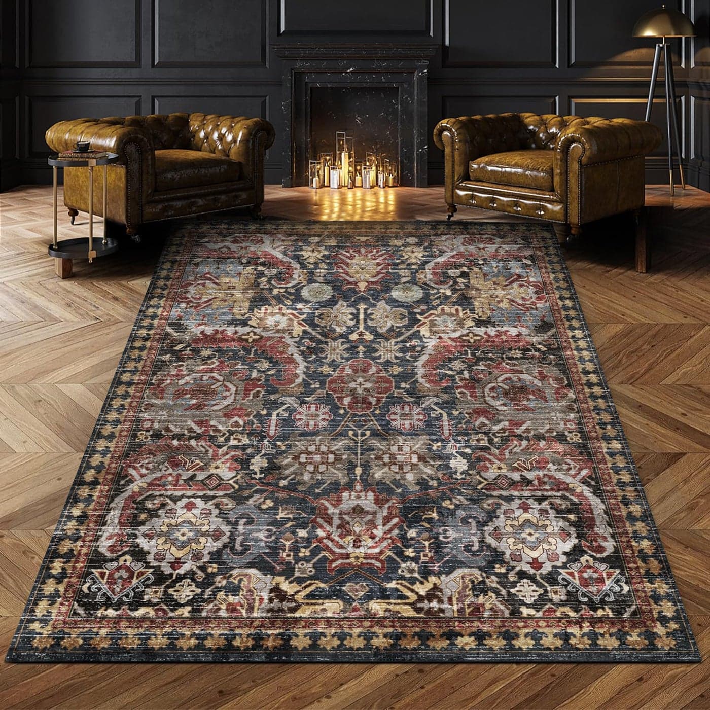RUGSURE Washable Area Rugs Perfect for Living Room Bedroom Kids Room Nursery Stain Water Resistant NonSlip Pet Child Friendly Vintage Tribal Area Rugs Rust 3 x 5
