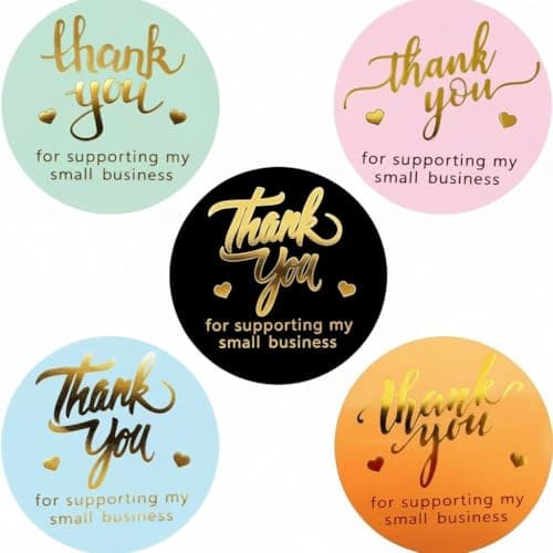 800 Thank You Stickers – 1.5" Round Labels (5 Designs, Multicolor) for Small Business, Packaging, Envelopes, Gift Bags, Bakery, Party Favors – Self-Adhesive Waterproof Thank You Sticker Roll