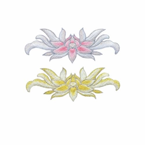 2 Pieces Pink Golden Yellow Flower Patches Sew On Embroidery Floral Patch for DIY Clothes Jeans Hats Scarfs Sewing Crafts