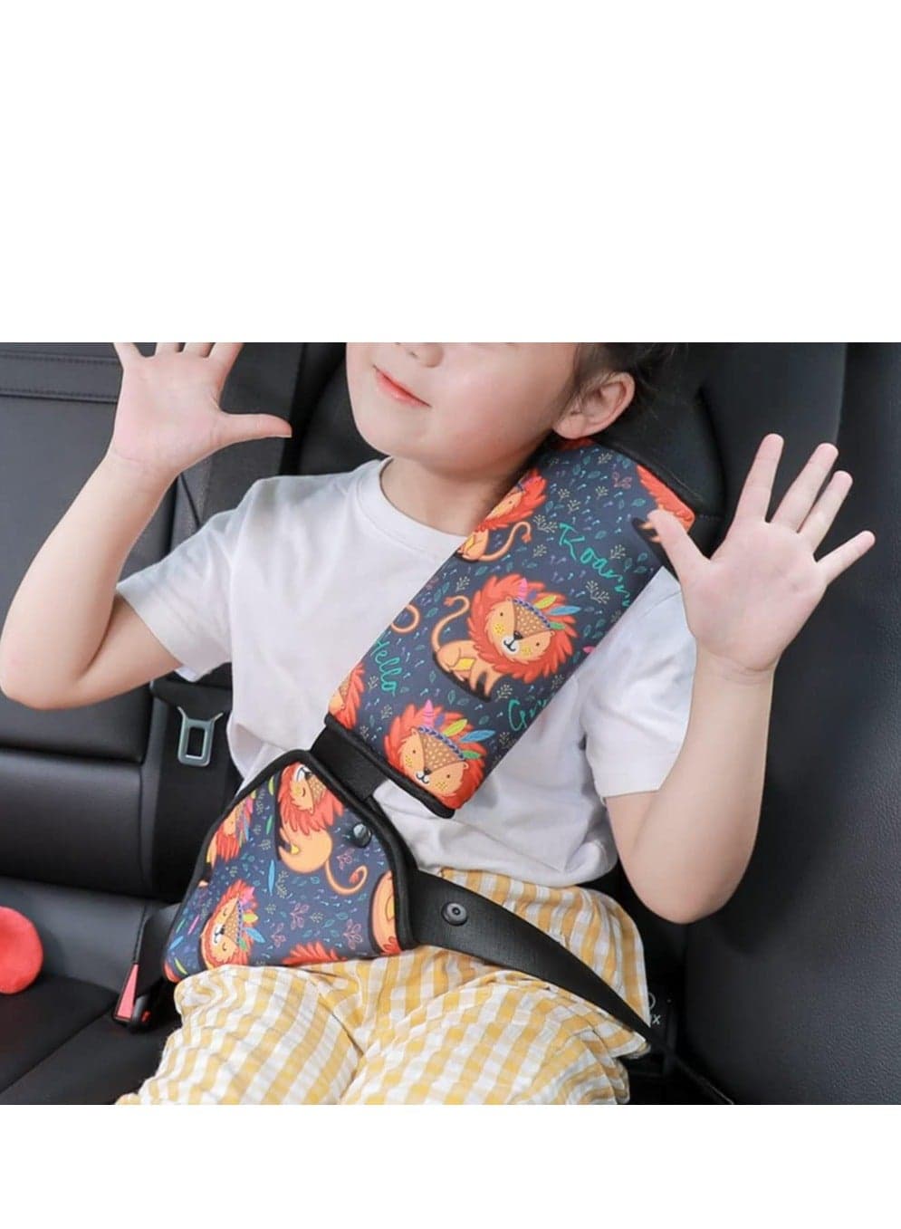 Car Seat Belt Adjuster Seat Belt Pad Cover for Baby Child Neck Safety Shoulder Positioner Shoulder Pad Kit Neck Support Headrest Seatbelt Pillow Cover and Seatbelt Adjuster for Child Set of 2