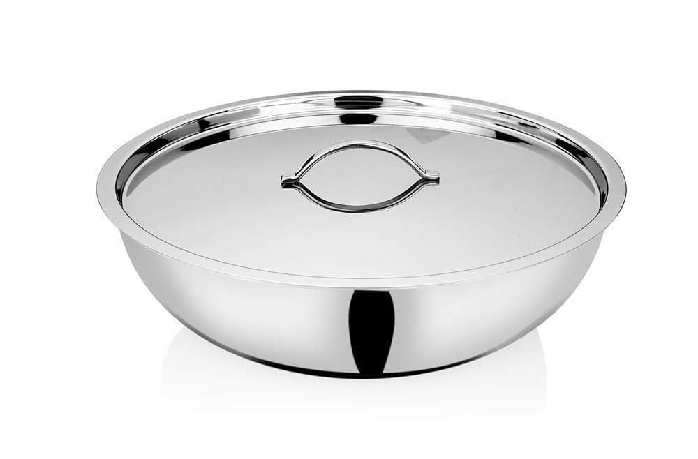 Bhalaria Triply Stainless Steel Kadhahi with Lid & Handle 22cm 2 Litre | Induction Base Heavy Bottom Patila Tope Bhagona | Food Grade Deep Cooking Vessel | Gas Compatible | Dishwasher Safe