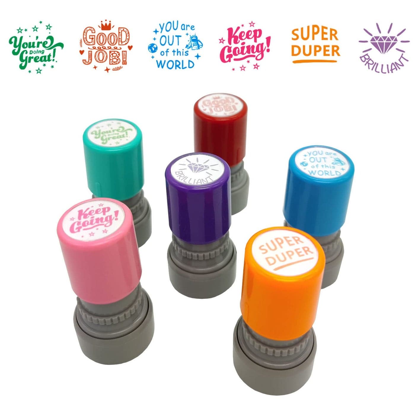 WAFJAMF Pack of 6 Sorted Teacher Stamp Teachers SelfInking Rubber Stamps Teacher Review Photosensitive Stamps Behavior Stamps for Education