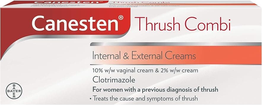 Canesten Thrush Combi Internal External Creams for Thrush Treatment Clotrimazole TwoStep Complete Relief Thrush Treatment