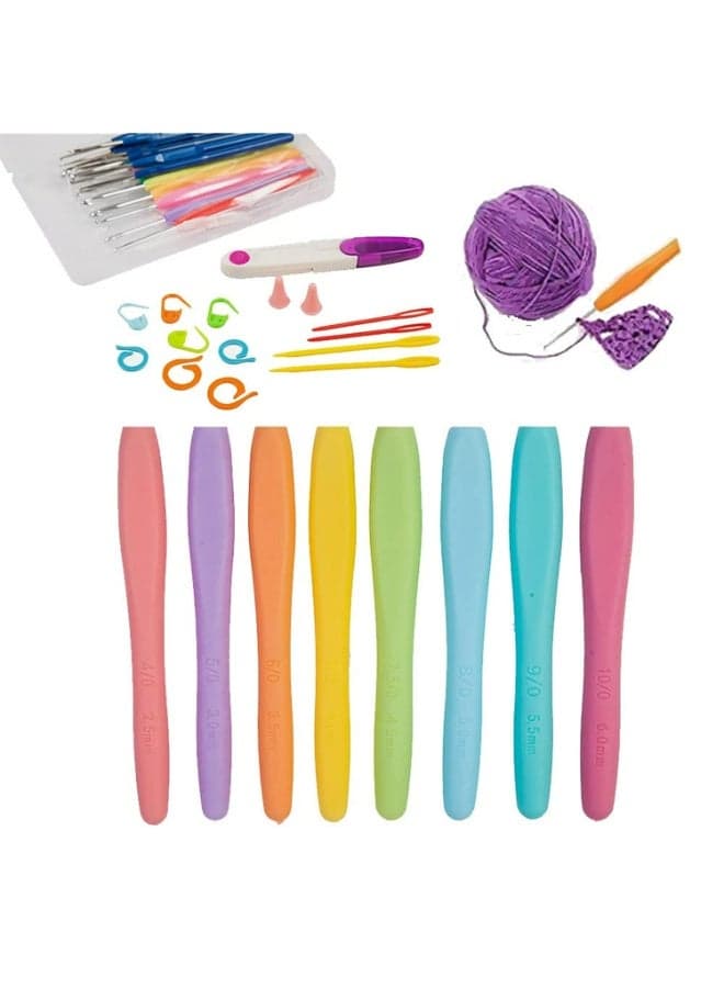 53 Pieces 16 Sizes Crochet Hooks Set Needles Stitches Knitting Craft Case Crochet Set Yoker Weave Yarn Set Ergonomic Handle Crochet Hooks for Arthritic Hands