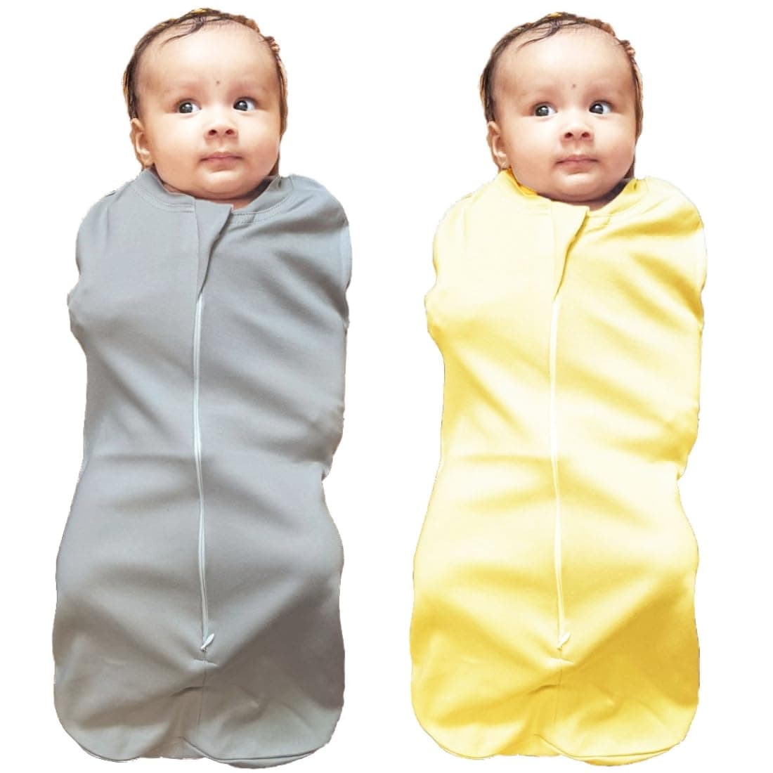 MammaChamp PODSwaddleSleeping BagBlanketsWrapSack for Newborn Baby 03 Months Packof 2 Gray Yellow