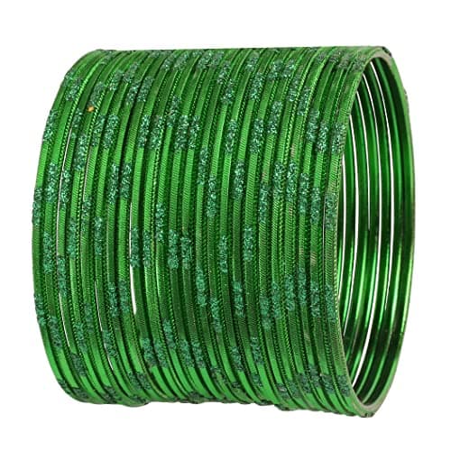 Touchstone NEW Indian Bollywood Fresh Fashion Trend Setter Beautifully Engraved Work Scintillating Rhinestone Strong Green Color Designer Jewelry Adorable Bracelets Bangle. Set Of 24.For Women.