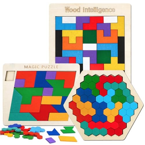 NAODONGLI Wooden Puzzles Blocks Brain Teasers Logic Games for Classroom Party TimesJigsaw Puzzle Intelligence STEM Montessori Educatioanl IQ Toys Games for Kids Boys Girls Ages 3 3 Pack