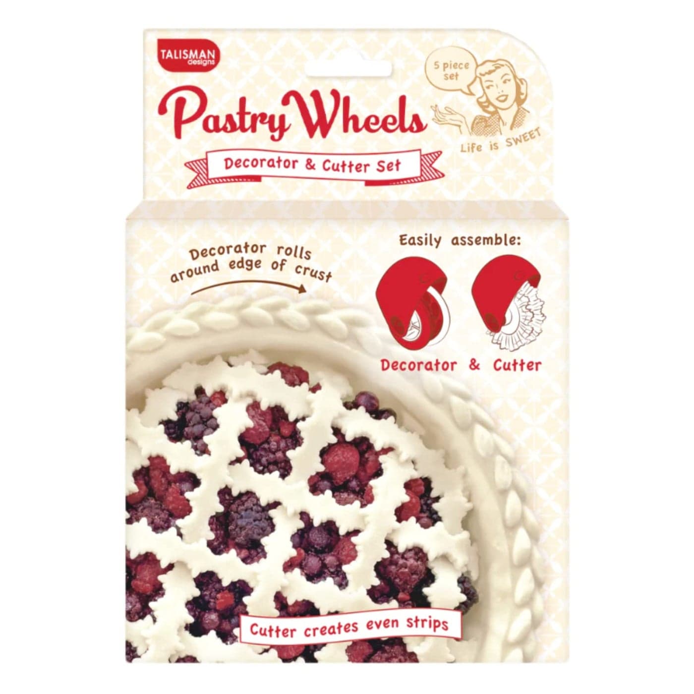 Talisman Designs Pastry Wheel Decorator Cutter Set Dishwasher Safe Food Safe Pie Crust Cutters Kitchen Baking Cutters Pie Decorator Dough Cutter