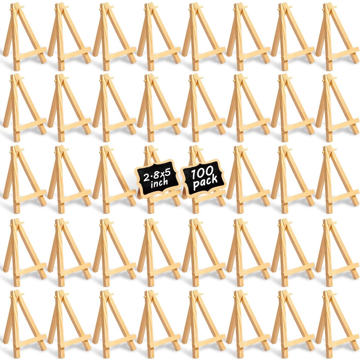 100 Pieces Mini Wood Easel Stands Small Wooden Canvas Easels Display Art Craft Tripod Painting Tabletop Holder for Artist Crafts Business Cards Photos Gift5 Inch