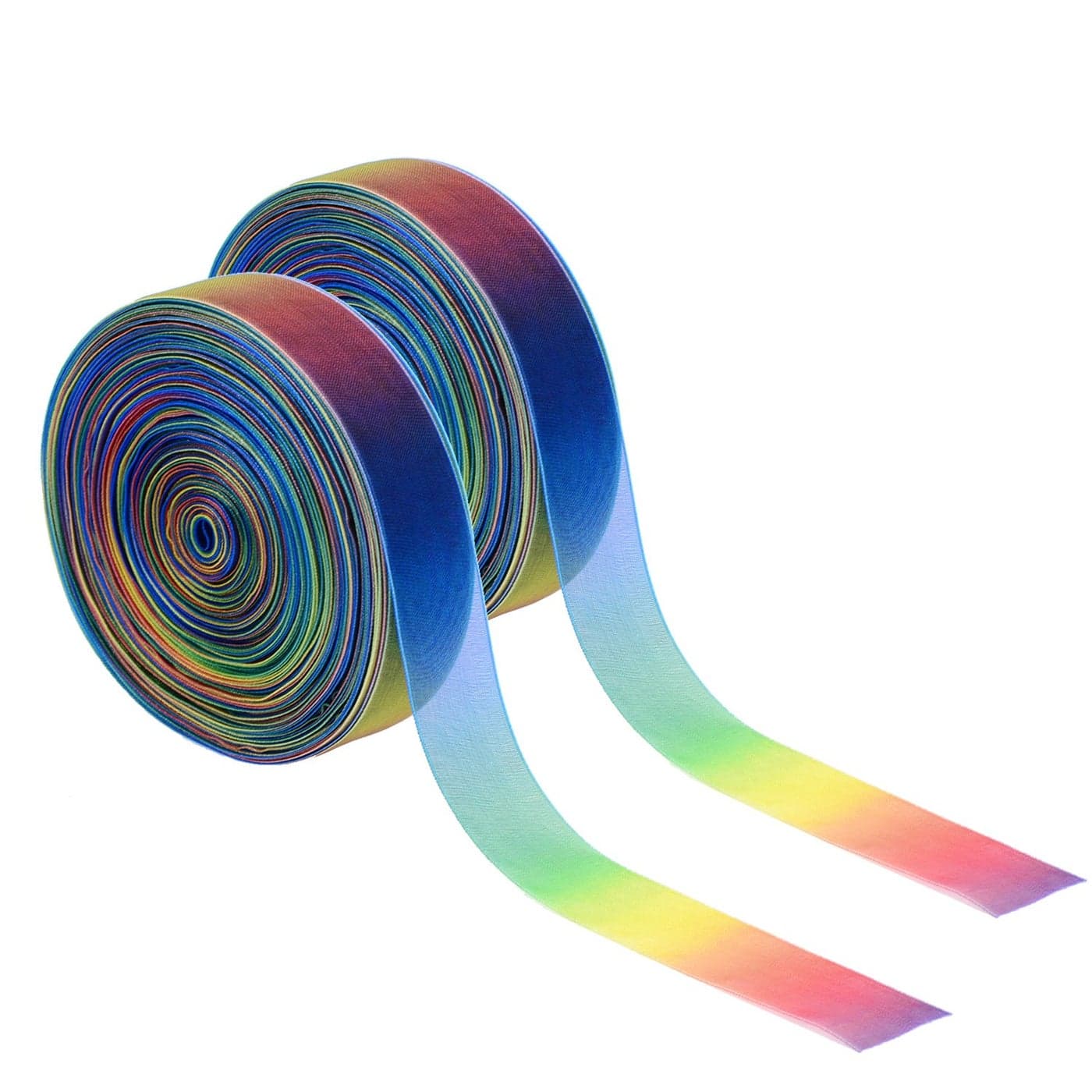Shappy 2 Pack 1 Inch x 50 Yard Rainbow Gift Ribbon for Gift Wrapping Organza Ribbon Shimmer Sheer Rainbow Colors