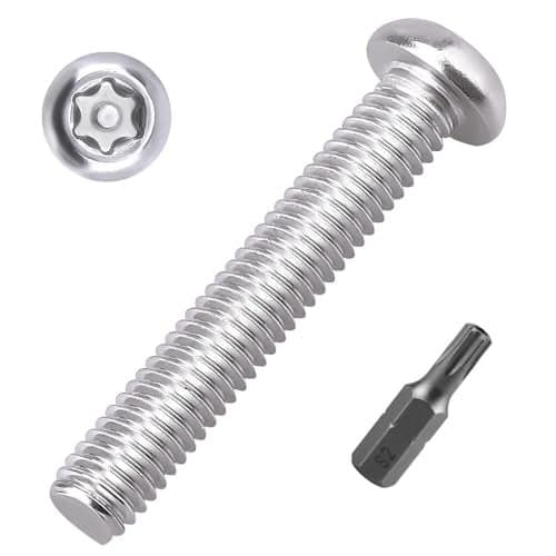 M6-1.0 x 40mm Button Head Security Torx Machine Screws 30 PCS, 304 Stainless Steel 18-8, Tamper Resistant, Full Thread, Bright Finish, Includes Torx Driver Bit