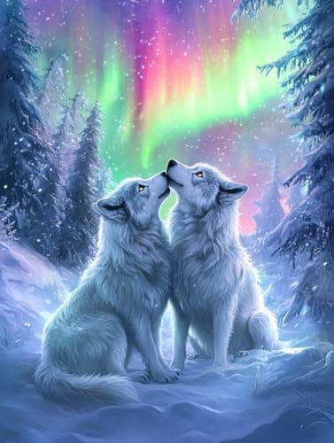 Ginfonr DIY 5D Diamond Art Kits for Adults Wolf Diamond Painting for Adults Diamond Art Winter Full Drill Diamond Art Kits Embroidery Rhinestone Craft for Home Wall Decor 12x16 Inch
