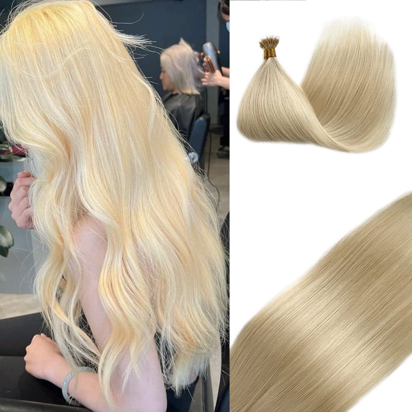 Smavida Nano Tip Human Hair Extensions Light Blonde Nano Ring Remy Hair Extensions Platinum Blonde Straight Nano Bead Hair Extensions 100 Real Human Hair Long Hair Nano Hair Extensions Blonde 24