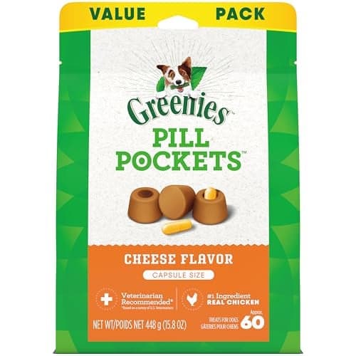 Greenies Pill Pockets for Dogs Large Size Soft Dog Treats Cheese Flavor 158 oz Pouch 60 Treats
