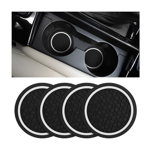 Mandark 4PCS Car Cup Holder Coasters, 2.75 Inch Non-Slip Insert Water Bottle Holder Pads, Dustproof Automotive Interior Accessories Mat, Universal for Vehicles, Trucks, RVs and More(Black/White)