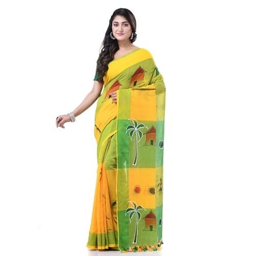 dB DESH BIDESH Women`s handloom cotton saree summer woman new, collection latest, party, wear tribal printed sari design farewell cotton saree wedding sarees georgette for women unstitched blouse