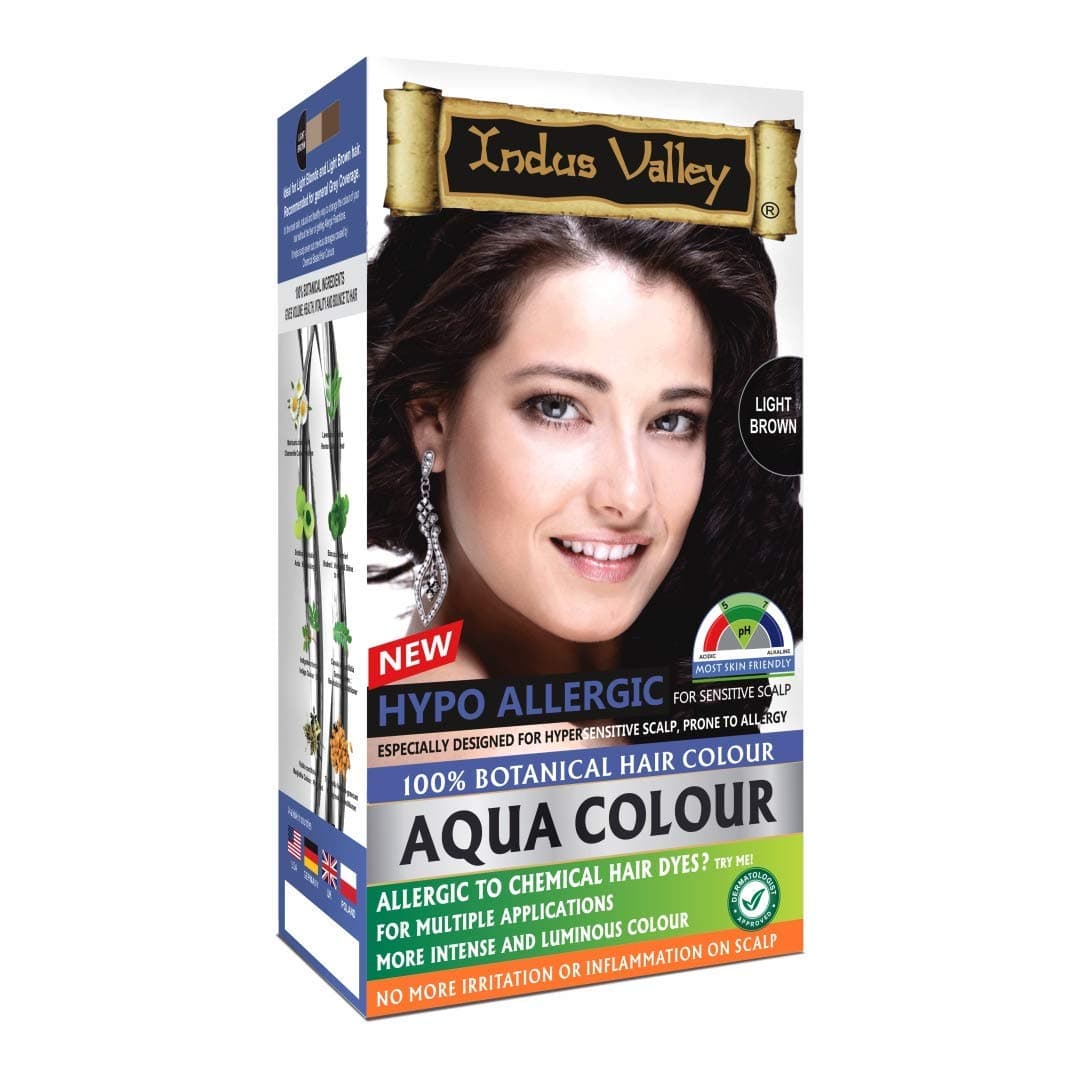 Indus Valley Aqua Hair Color Light Brown Gray Coverage Hair Dye Allergy Free Organic Hair Color