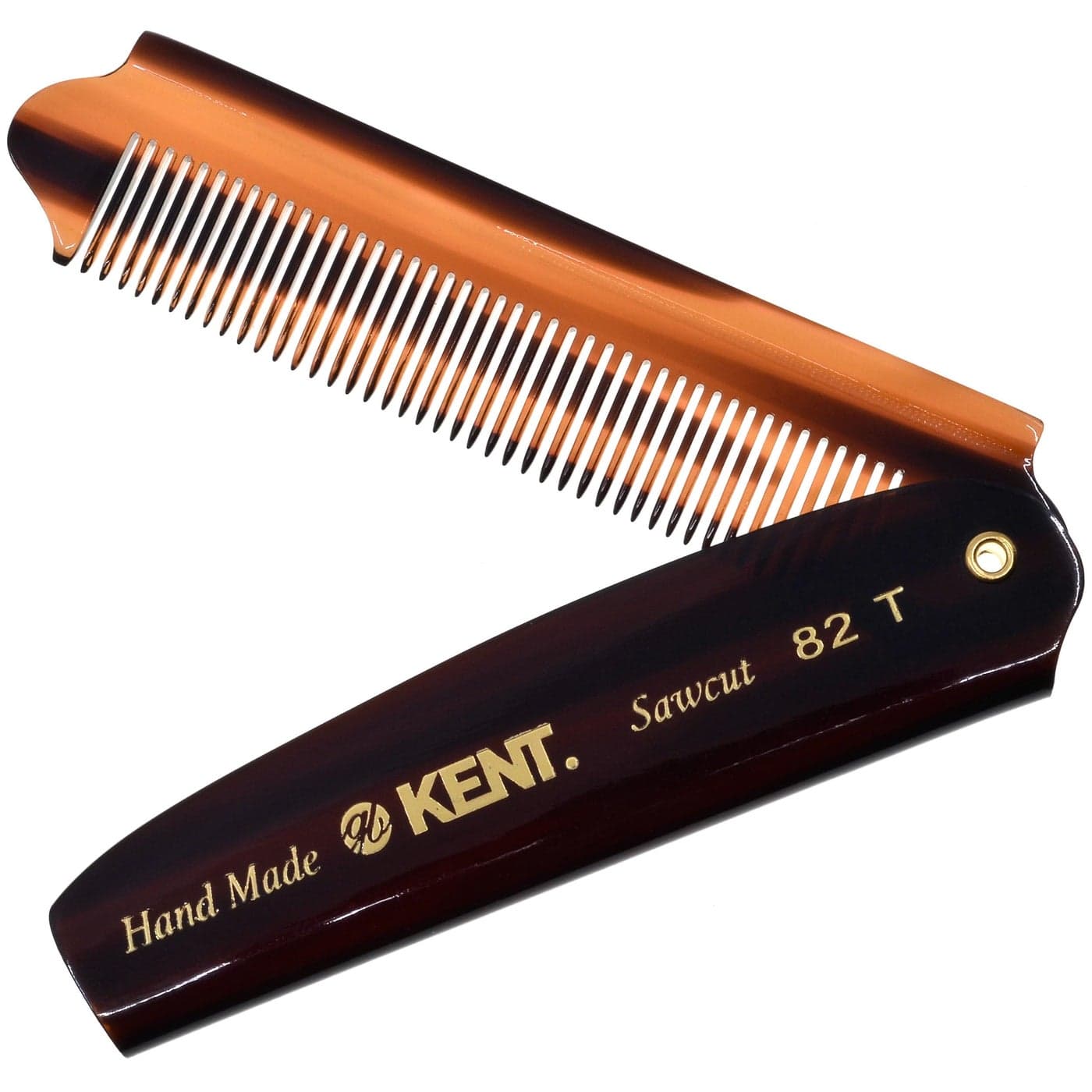 Kent 82T Handmade Folding Pocket Comb for Men Fine Tooth Hair Comb Straightener for Everyday Grooming Styling Hair Beard or Mustache Use Dry or with Balms Saw Cut Hand Polished Made in England