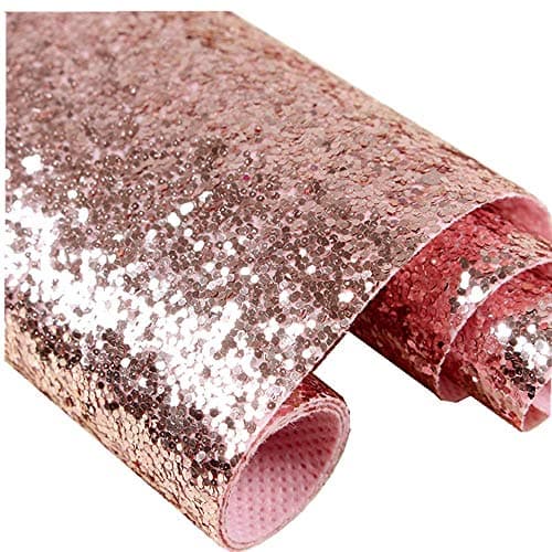 DHHOUSE Self Adhesive Rose Gold Chunky Glitter Wallpaper Sparkle Glitter Wallpaper for Wall 174in x 164ft Rose Gold