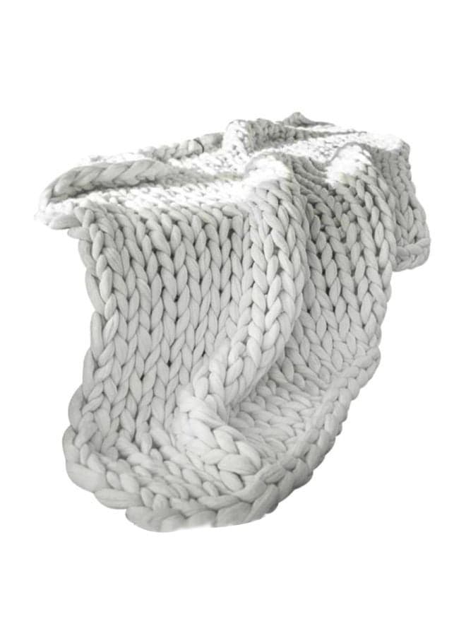Knitted Blanket Polyester White 60x60centimeter