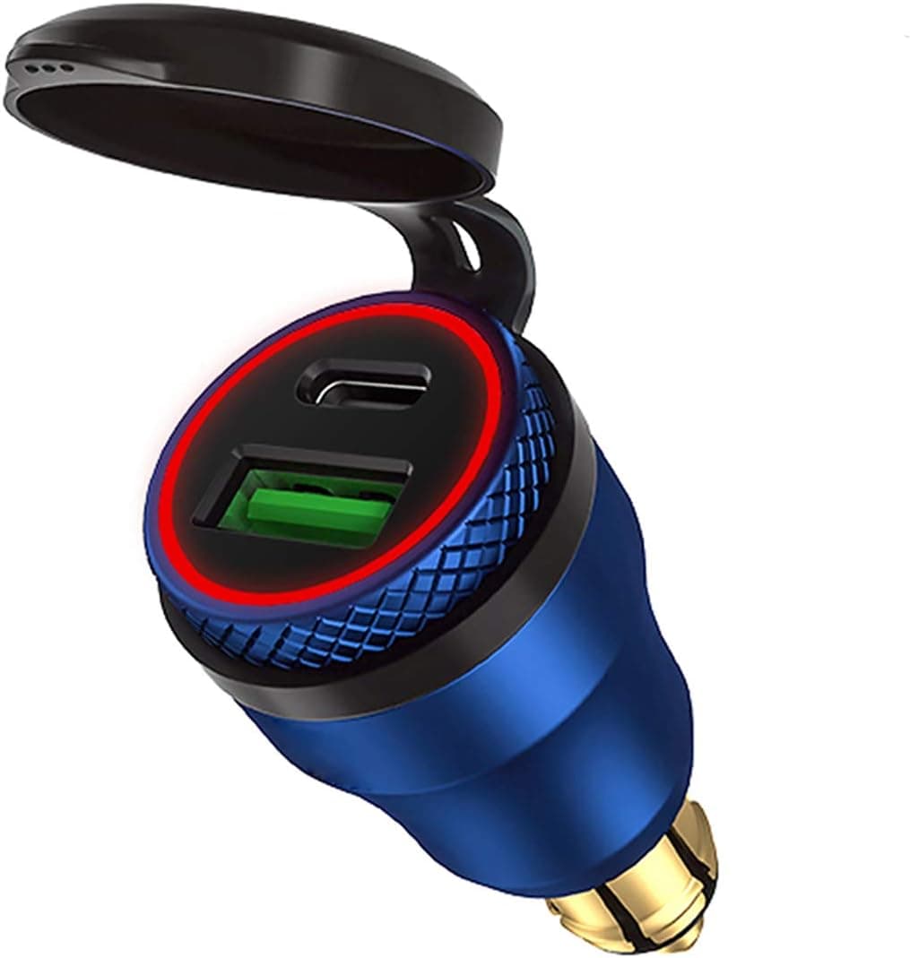 iMESTOU 30W Power Delivery DIN Hella Power Plug Charger with Type C and Quick Charge USB 3.0 for Motorcycles