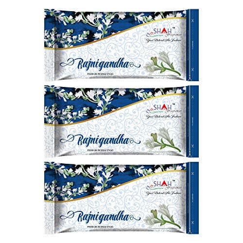 Shah fragrances Rajnigandha Zipper Incense Sticks (Pack of 3 * 125 Grams)