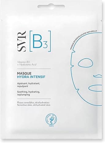 SVR B3 Hydra Intensive Replenishing BioCellulose Sheet Face Mask with Vitamin B3 and Hyluronic Acid Plumping Soothing 24hr Moisturising Care for Dehydrated Skin 12 ml X 1