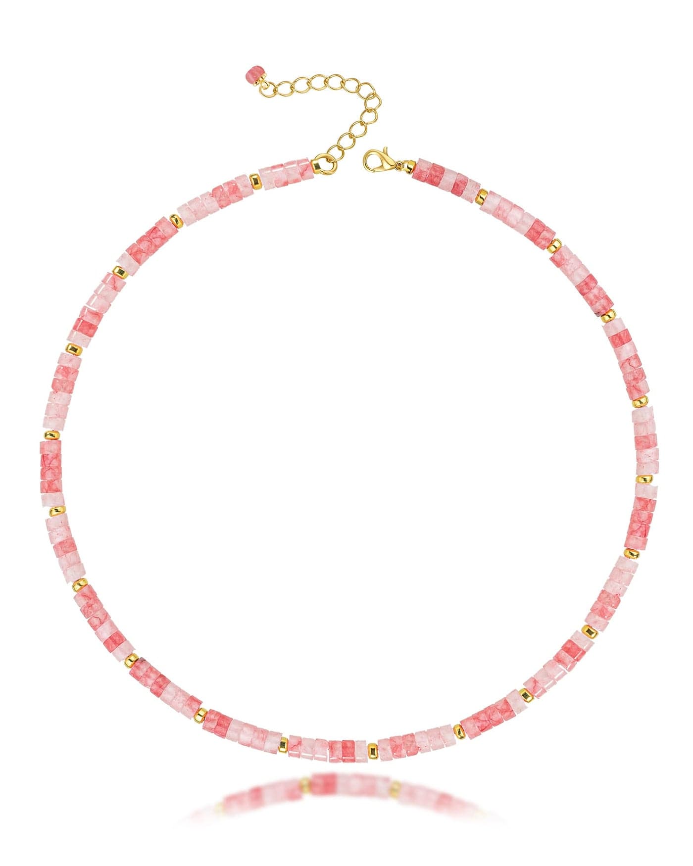 MIDDLUX Rose Quartz Necklace, Choker Necklace Gifts for Women, Crystal Necklaces, Summer Jewelry, Beaded Necklaces for Women