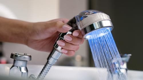 Socila Professional LED Sprayer Head 2.5 Inch Auto Color Changing, Rainfall High Pressure, And Water Filtration For Salon Sink Replacement Part (Only Sprayer Head)