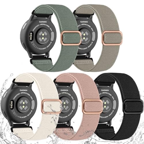 20mm Quick Release Band Compatible with Garmin Vivoactive 5 Watch Bands, Soft Braided Stretchy Nylon Water-Resistant Strap for Vivoactive 6/Venu Sq/Sq 2/Sq Music/2 Plus,Forerunner 245/165/55 Women Men