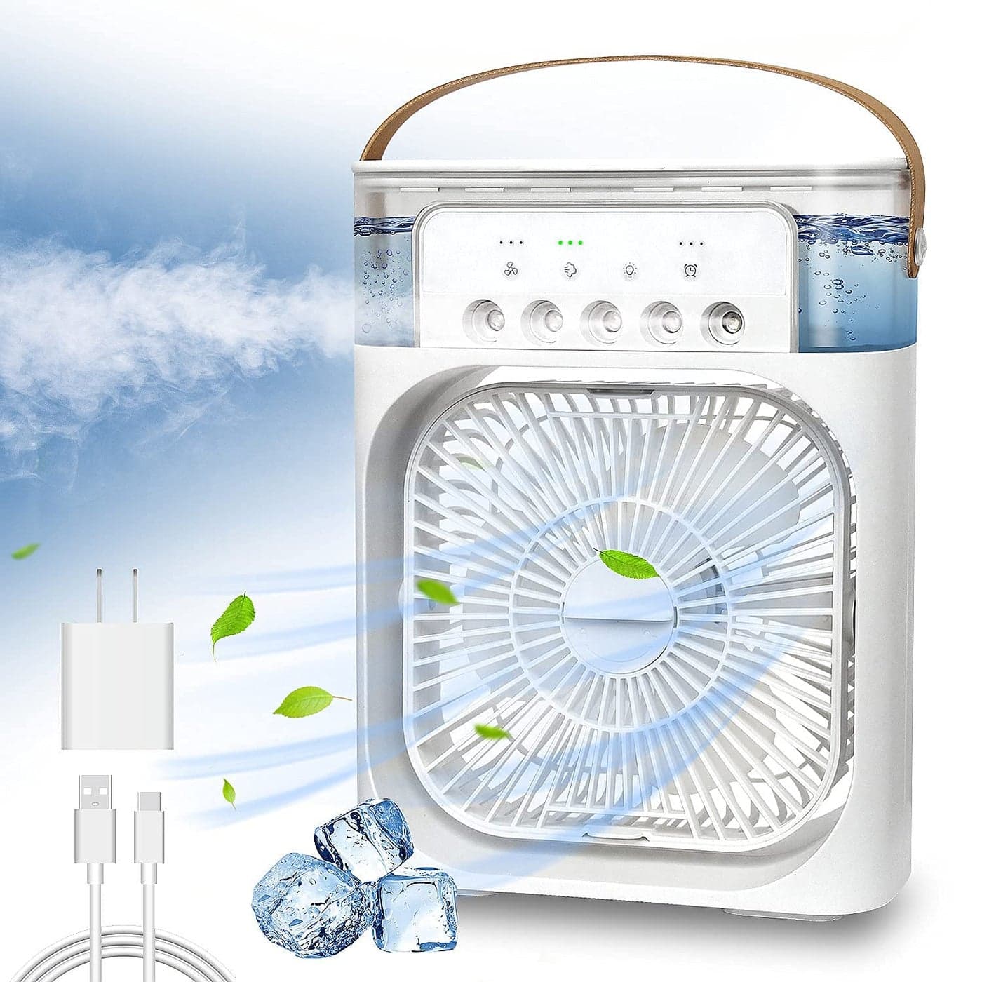 Portable Air Conditioner Fan Mini Evaporative Air Cooler with 7 Colors LED Light 123 H Timer 3 Wind Speeds and 3 Spray Modes for Office Home Dorm Travel