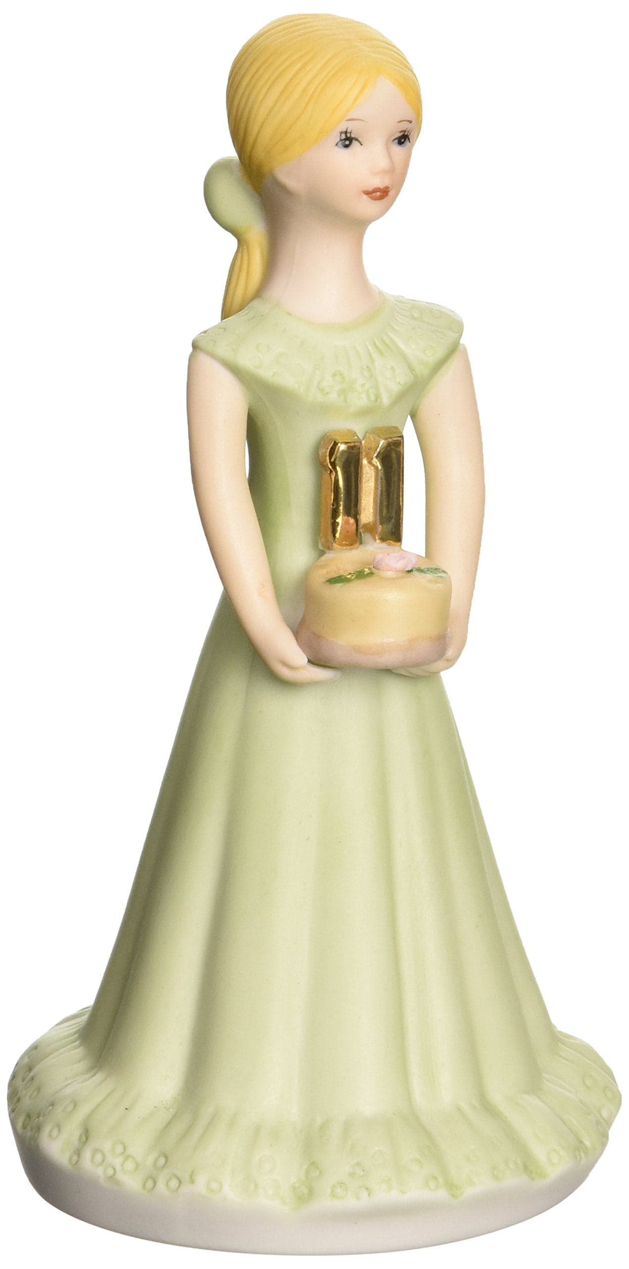Enesco Growing Up Girls “Blonde Age 11” Porcelain Figurine, 5.5”, Light Green