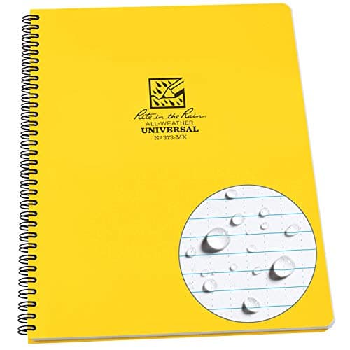 Rite in the Rain Weatherproof Side Spiral Notebook, 8.5" x 11", Yellow Cover, Universal Page Pattern (No. 373-MX)