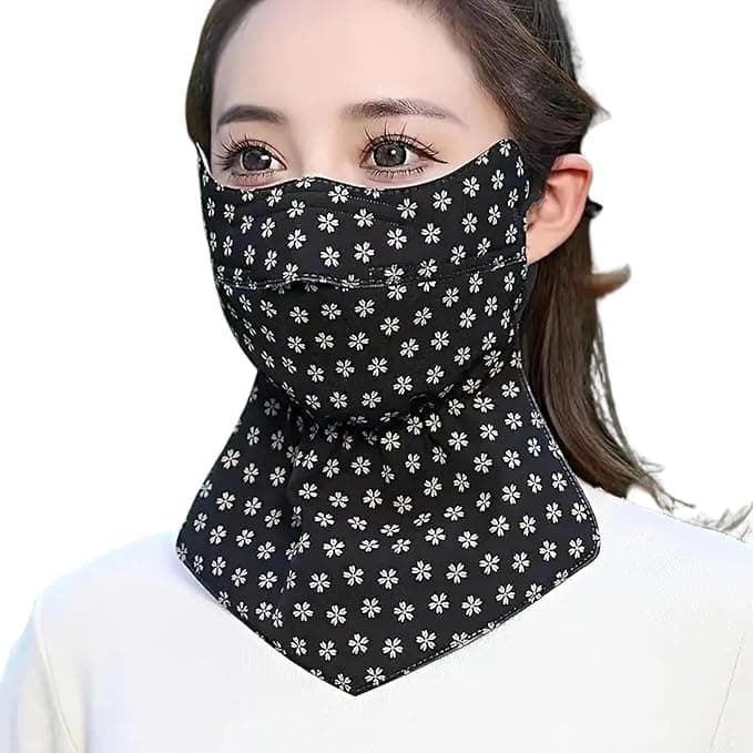 Tomorrow Fashion Face Mask for Men & Women | Stylish Full Face Cover with Neck Protection | Breathable Printed Face Mask for Outdoor, Bike Riding, Sun, UV Protection, Dust & Pollution (1, Black)