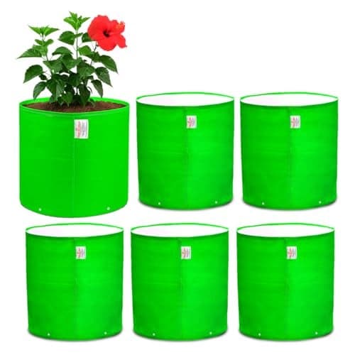 Casa De Amor Premium 15x15 Inches HDPE Pack of 6 UV Protected 260 GSM Round Plant Grow Bags Suitable for Terrace and Vegetable Gardening (15x15 Inches)