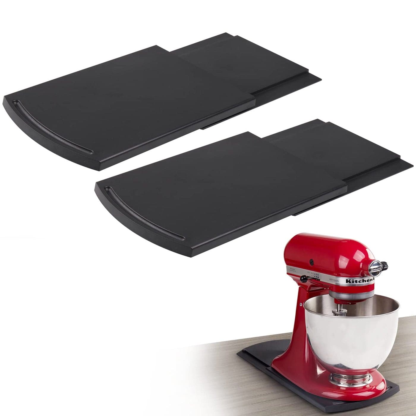 Bruvoalon Kitchen Appliance Sliding Tray Slider for Coffee Pot Coffee Maker Toaster KitchenAid Mixer Blenders and Air Fryer Coutertop with Rolling Wheels 2 Pack