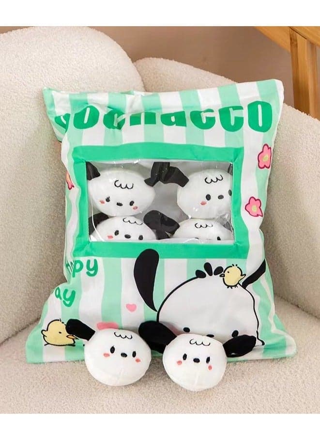 Cute Plush Pillow Removable Stuffed Animal Toy Creative Gift Children's Soft Pillow Room Decoration - Papa Dog (8 Animal Balls Inside)