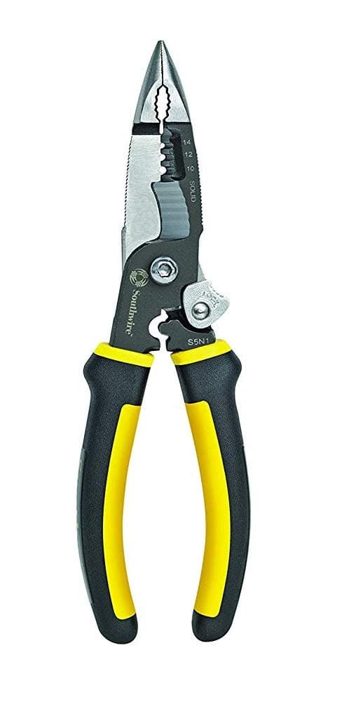 Southwire 58993940 S5N1 5-in-1 Long Nose Multi-Tool Pliers; Black/Yellow
