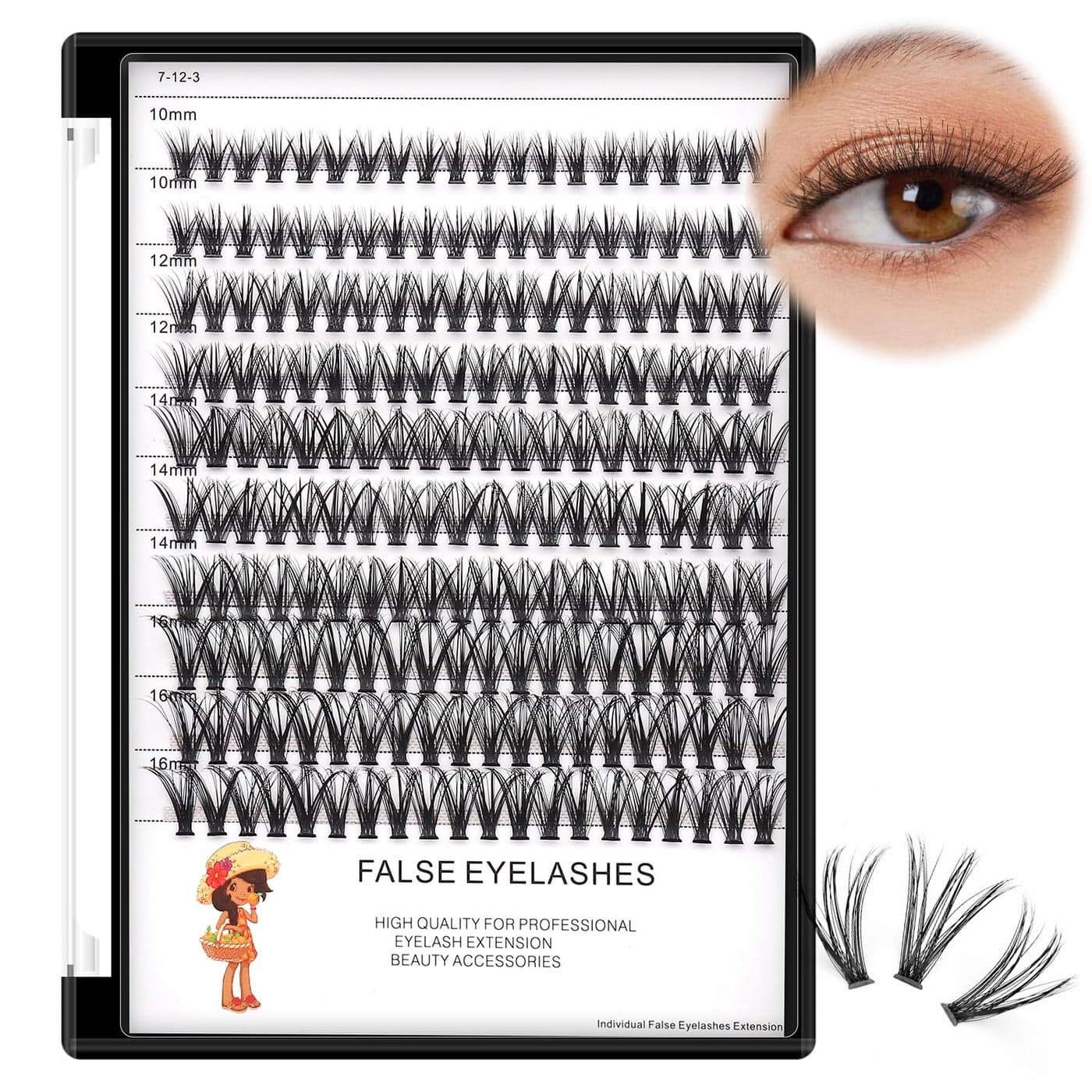 Bodermincer Large Tray 20D Cluster 007C10 Lines8101214mm Mixed9111315mm Mixed 10121416mm MixedNatural Long Individual Flare Lashes Cluster False Eyelashes 10121416mm Mixed