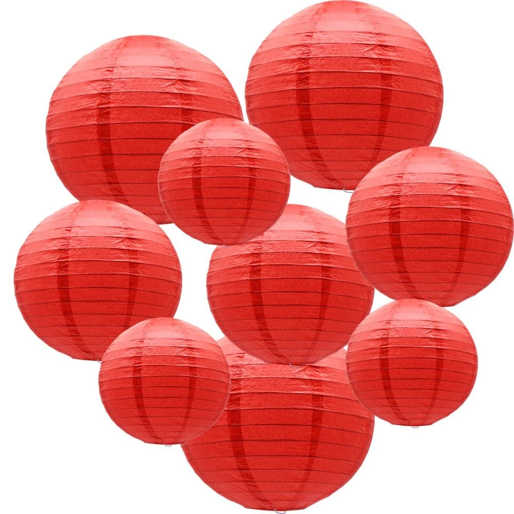 ADLKGG Round Hanging Paper Lanterns Decorations for Party Wedding Birthday Baby Showers Christmas Supplies Red 9 Pack