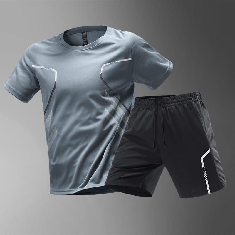 Sportswear Suit Men'S Ice Silk Summer Running Short-Sleeved T-Shirt Fitness Quick-Drying Clothes Morning Running Basketball Training Shorts