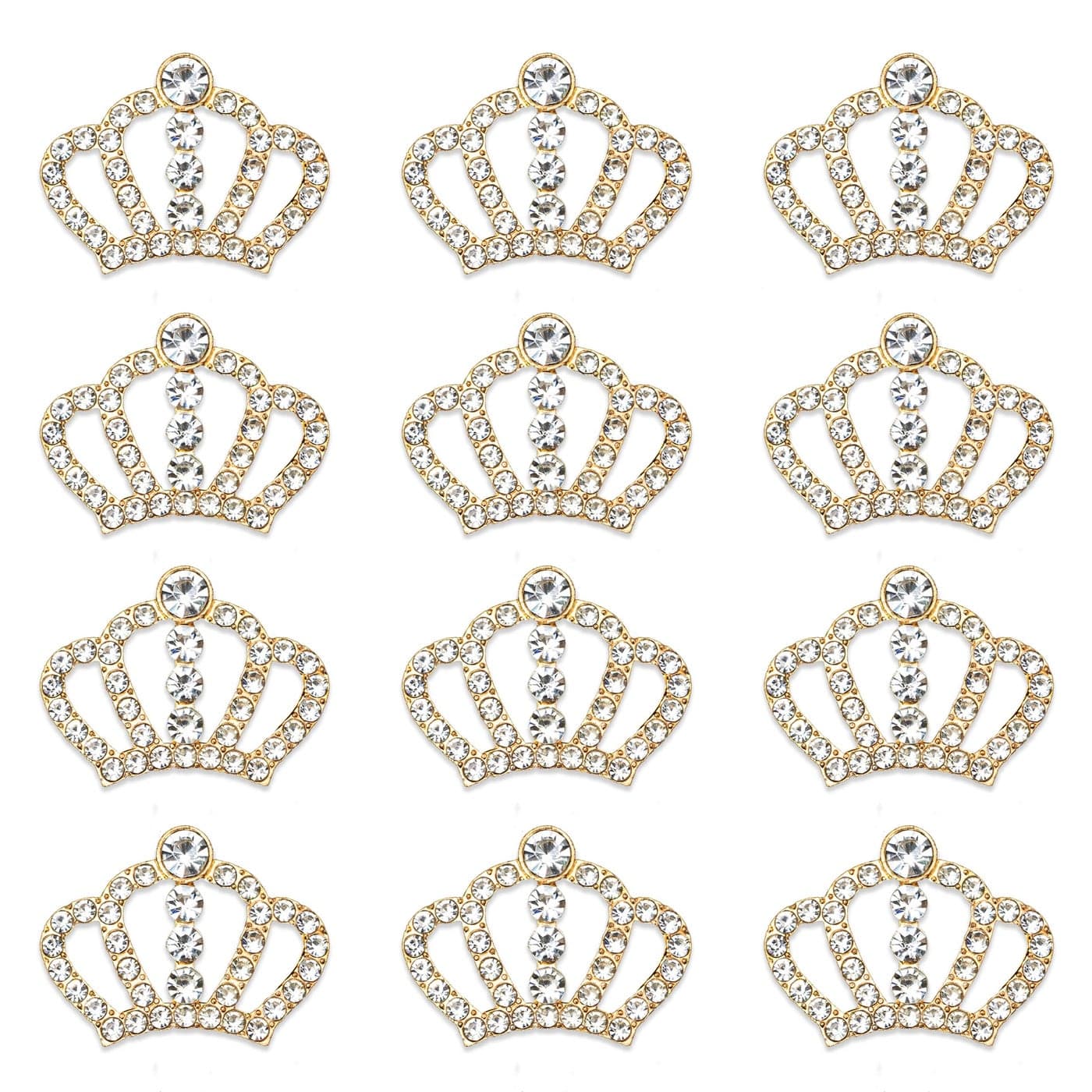 Rodvanvo 24 Piece Crown Jewelry Embellishment for DIY Handmade Hair Accessories Sneakers Clothes Party Decorations Gift Box DressRhinestone Alloy Appliques Decorative Home Decor Gold Crown
