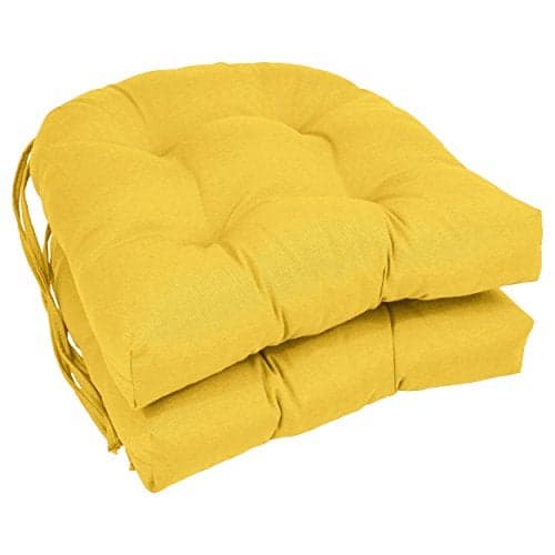 Blazing Needles Solid Twill U-Shaped Tufted Chair Cushions (Set of 2), 16", Sunset